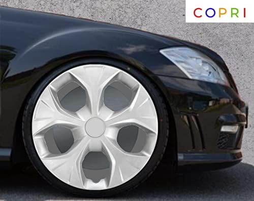 Копри сет од покривка од 4 тркала од 14 инчи сребрен Hubcap Snap-on Fits Toyota Camry