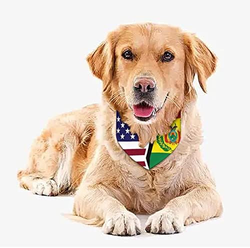 Американско И Боливиско Знаме Куче Бандана Прилагодлива Шамија За Јака За Миленичиња Симпатична Марама Со Триаголник За Кучиња Мачки