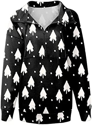 Женски дуксери џемпери жени обични Божиќни држачи јака печатена со долги ракави патент блуза кошула L & 3779