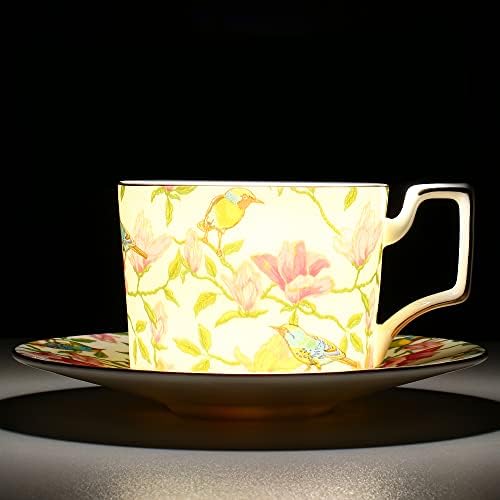 9 Унци Шолја За Чај И Чинии Поставете Гроздобер Цветни Чаши За Чај Поставете Коски Кинески Чаши За Кафе Чај За Чај Забава За Денот На