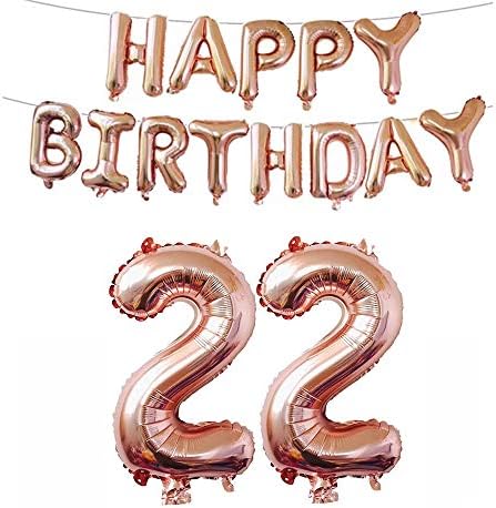 22-ри Роденден Декорации Партија Материјали, Џамбо Розово Злато Фолија Балони За Роденден Материјали, Годишнината Настани Украси И