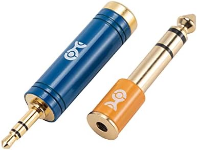 Комплет за адаптер за слушалки со кабел со кабел со адаптер од 1/4 до 3,5 мм и 3,5 мм до 1/4 адаптер во сина и портокалова боја