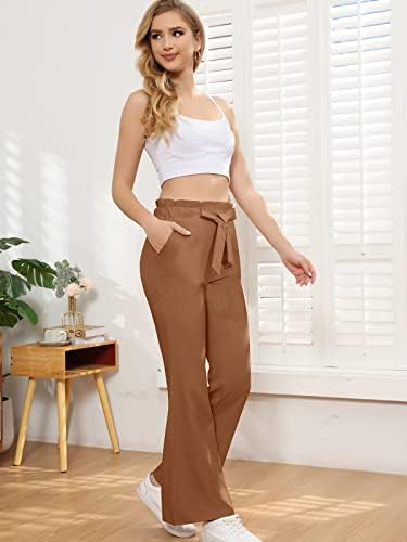 CXXQ женски панталони од пламен еластична руфла со висока половината на половината, ситни панталони на дното на дното, трендовски