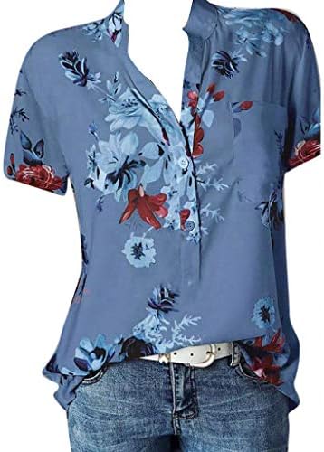 Цветни врвови на Зефотим за жени 2023 година копче надолу модни лежерни долги/кратки ракави кошули блуза