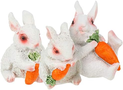 Орнамент за торта Среќнајами 3 парчиња Мини зајаче фигурини Велигденска зајаче статуа со фигурини на зајаци од моркови за велигденска