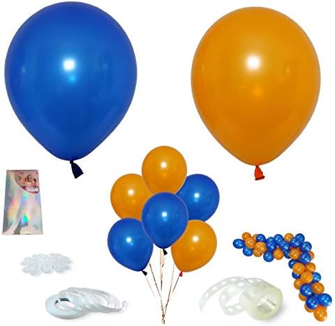 Портокалови и сини балони со латекс + комплет за гарланд DIY - 12 инчи 50 парчиња