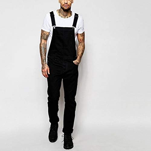 Badhub Mens Cleasss Bib Jumpsuit Jeans DeNim Bib Dungarees Панталони искинаа панталони за суспензија со џебови