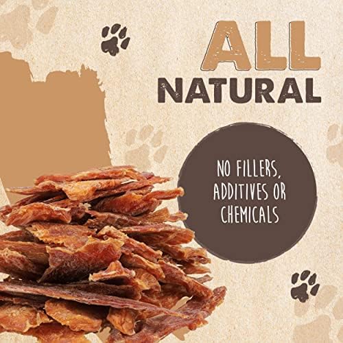 Моќна шепа Натуралас пилешко необично за кучиња | Пилешко џерки куче третира за мали кучиња, средни миленичиња и големи раси. Природни