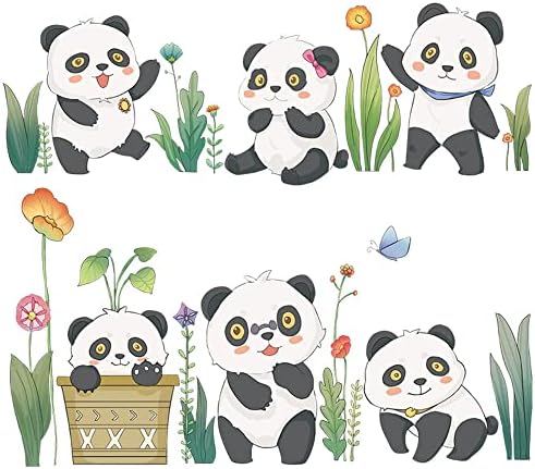 Супер симпатичен цртан филм панда wallид децирс налепници за животни wallидови спална соба дневна соба ТВ wallидна врата декор мурали