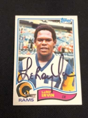 Лерој Ирвин 1982 Топс дебитант потпиша автограмирана картичка 380 Лос Анџелес Рамс - Фудбалски плочи со автограми за дебитантски