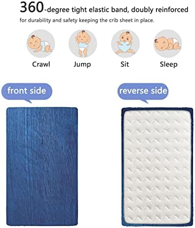 Морнарија сина тематска опремена мини чаршафи, преносни мини креветчиња со меки и кревети за кревети за постелнина за момчиња, 24 „x38“, Кралско сино