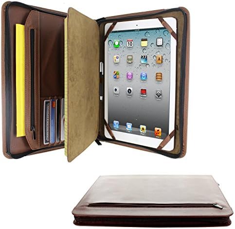 Chomo Brown Извршен случај на Падфолио со држач за белешки и џебови за iPad 2,3,4, iPad Air, iPad Air 2 и iPad Pro 9,7 инчи