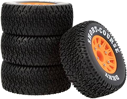 Dkky 4PCS Краток курс Камион Гуми за најлонски тркала Меки гумени гуми со 12мм 14мм 17мм тркала центар за хексадецимални адаптери за Slash
