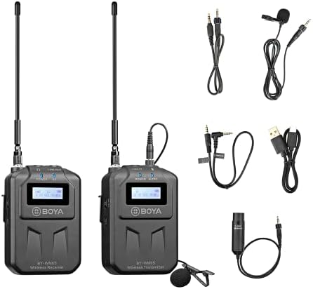 BOYA Микрофон ОД-WM6S, 48-Канален UHF Безжичен Микрофон Систем Компатибилен Со Паметен Телефон, Таблет, DSLR Камера и Видео Камера За Наставни