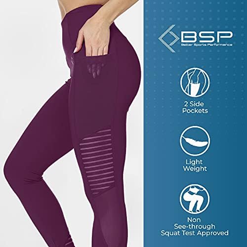 БСП Подобри спортски перформанси на женски тренинзи за вежбање - женски панталони за тренингот со мрежи и џебови, хеланки за вежбање за жени