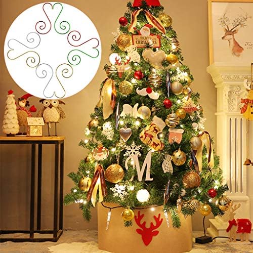 Куки за Божиќни украси на Yolyoo 160 парчиња, закачалки за украси за елка, кука за декорација на декорација на облици за Божиќ, 4 бои