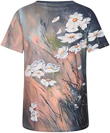 Амикадом обични блузи за тинејџерска девојка лето есен кратки ракави екипа на градиент на градиент на цвеќиња од цвеќиња женски жени 2023 kj