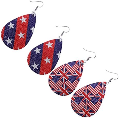 Абаодам 2 Пара Национално Знаме Ушни Капки Американското Национално Знаме Ѕвезди Печатење Капка За Уши Украсни Обетки За Жена