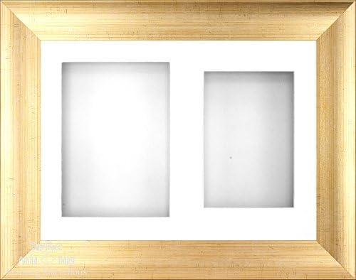 Babyrice 11.5x8.5 Антички златен 3Д рамка за приказ / 2 дупка бела монтажа