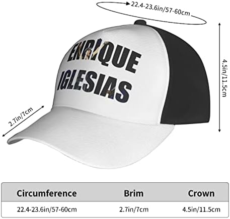 Enrique Music Iglesias Singer Logo Bayball Cap Women Men Прилагодлива големина, трчање капа црна
