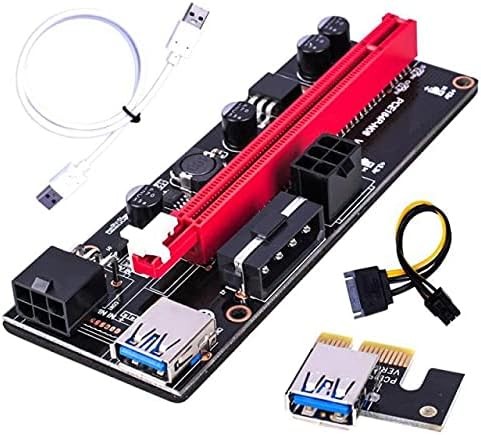 Конектори PCI -E PCIE Riser 009 Express 1x To16x Extender PCI E USB Riser 009S GPU Dual Adapter картичка 60см SATA 15PIN до 6pin за рудар за