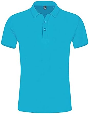 Класични поло маици за мажи обични деловни поло маици лето влага за лоцирање основни памучни спортски голф поло, врвови светло сина