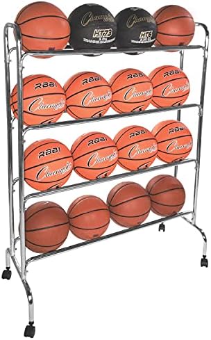 Шампионска спортска хромирана рамка за тркалање кошарка за складирање на кошарка - повеќе стилови