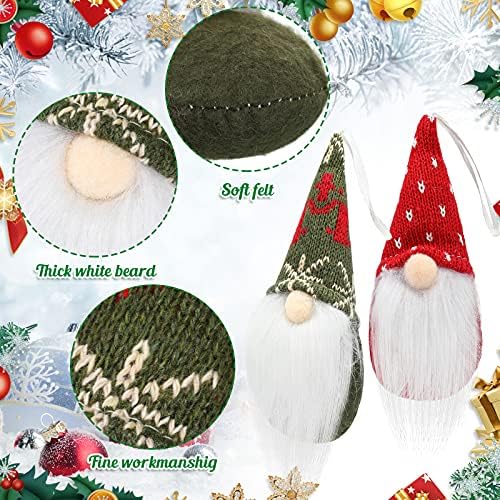 24 парчиња новогодишна елка што висат Дедо Мраз украси за шведски рачно изработени гноми Санта елф плишани висечки празнични гноми рачно