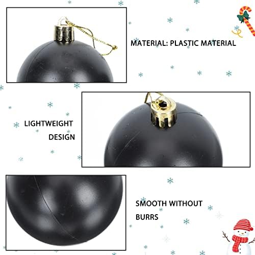 24 парчиња Електроплетирани Божиќни топки црна Божиќна топка за декор за Божиќ