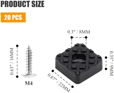 Вазијакок 20 парчиња Квадратни Влошки За Мебел За Нозе Со Завртки, Гумени Подни Влошки За Мебел Од 22 ММ Тешки Анти-Лизгачки Мебел Заштитници