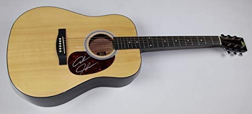 Алан acksексон не го потресе џубокс потпишано автограмирано со целосна големина Акустична гитара од природно дрво