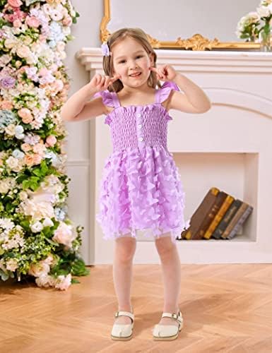 Девојче за девојчиња Бавадер Девојче, 1-6Т дете летен фустан од летен фустан со ракави без ракави, фустан од тули за девојки за мали деца