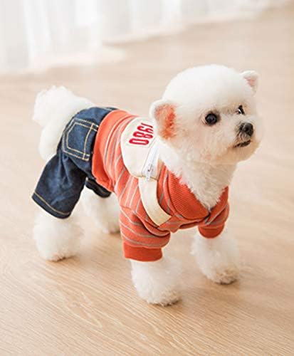 Облека за кучиња од лаидапетс миленичиња симпатична џемпер и фармерки облеки за средни мали кучиња кученца џемпери мачки панталони, лосос црвена и торба за прашка