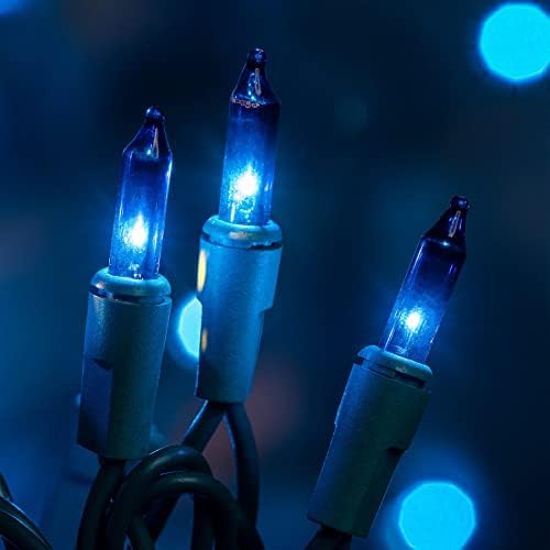 Yuletime 200 сини Божиќни светла, пакет од 2 нишки од 21 ft 100 брои UL сертифицирана блескаво мини низа светло