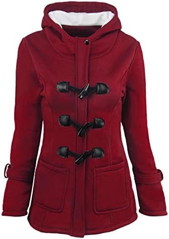 Womenените со цврста боја јакни копчиња со рогови кардиган со качулка модна облека палто јакни за жени дами преку палто