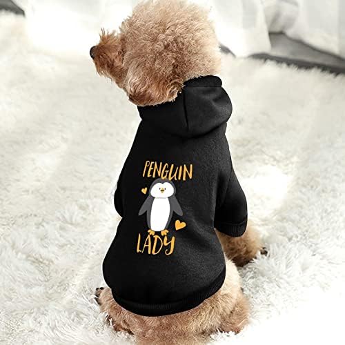 Пенгвин дама кучиња дуксери симпатична качулка маичка за миленичиња облека од облека со капа