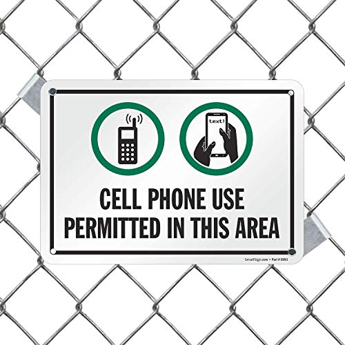 SmartSign „Користење на мобилниот телефон е дозволена во оваа област“ | 7 x 10 пластика