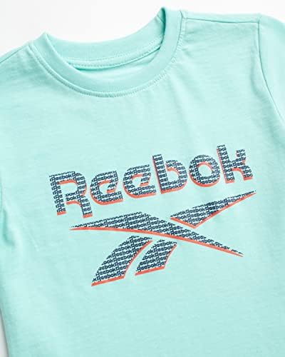 Активни шорцеви на Reebok Boys - 2 пакувања со кратки ракави за кратки ракави суви вклопуваат маица и салата за салата
