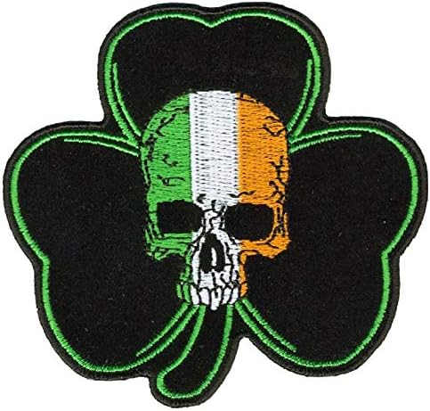 Ирски Шамрок w/череп w/знаме на Ирска бои лепенка, патриотска железо-он запечатена/залепена лепенка-3,5 x 3,5
