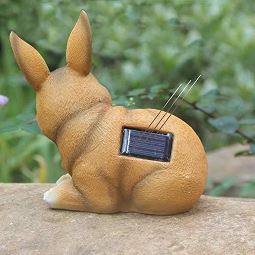Сончева градина Shumi Statue Bunny Figurine, водоотпорна смола зајаче градинарска декорација животински скулптури украси со соларна