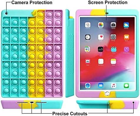 За iPad 9-та генерација кутија 2021 година, iPad 8-та 7-та генерација на меки силиконски заштитен капак, шарен iPad 10.2 случај на стрес