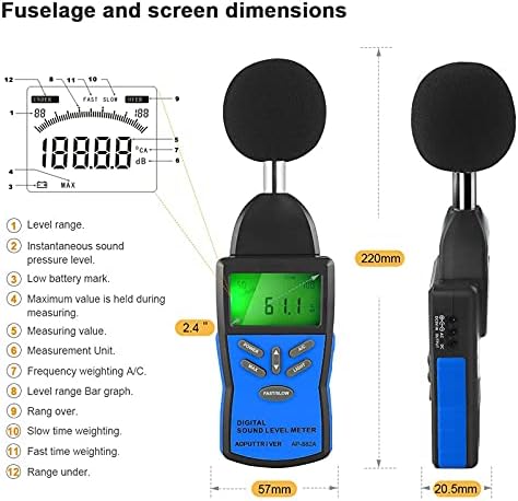 Мерач на ниво на дигитален звук на FZZDP ， Тестер за мониторинг на децибели за мерење на бучава со бучава Тестер за мониторинг