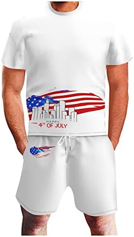 BMISEGM летни преголеми маици за мажите за дигитално печатење на мажите 3Д летни спортски костуми независност Обични 3 парчиња