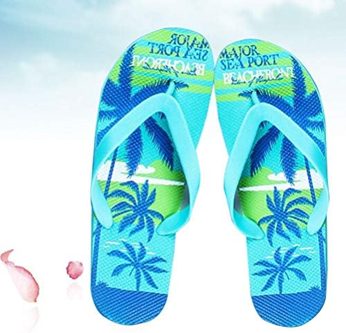 Среќно мажите рамни флип-апостолки папучи кокосово дрво печатено случајно патување Едноставно чевли за плажа за излез во бања Сандали