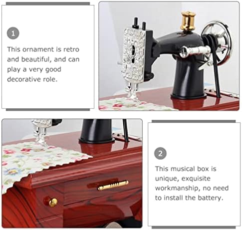 Куќа подароци гроздобер музичка кутија машина за шиење: мини машина за шиење механичка музичка кутија музичка ретро класична биро за декор за