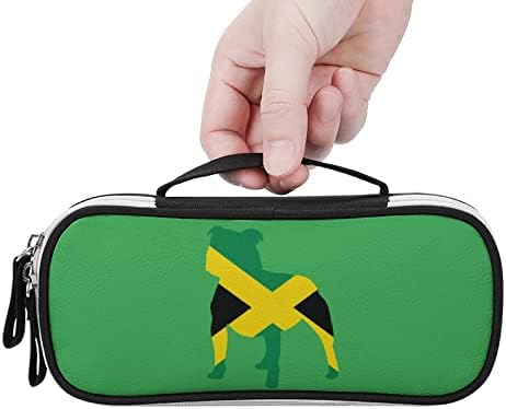 Pitbull Jamaica Flag Printed Pencil Case Case Tagn Coundery Pouch со рачка преносна организатор на биро за торби за шминка