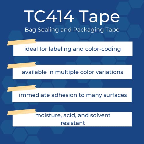Tapecase TC414 0.375 x 180yd портокал - UPVC, лента за запечатување на портокалова торба, широка 3/8, 180 г. Должина, портокал