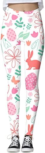 Хеланки за жени Велигденски ден Контрола на стомакот за тенок јога панталони зајаче јајце лов печатење задник за кревање целосни хеланки