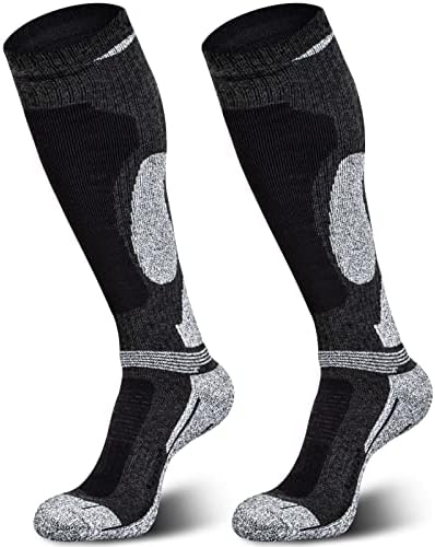 Мерино волна скијачки чорапи за ладно време пешачење со сноубординг чорапи Термичко колено високо топли загреани чорапи