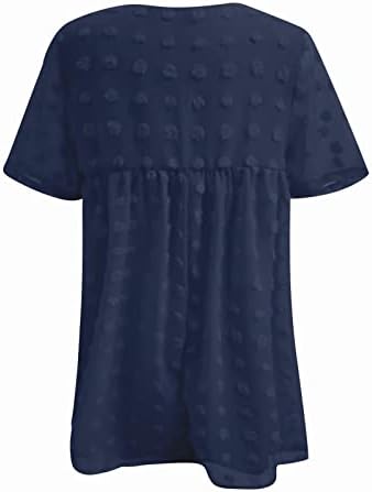Chartенски обичен моден краток ракав против вратот шифон цврста боја лабава фустан